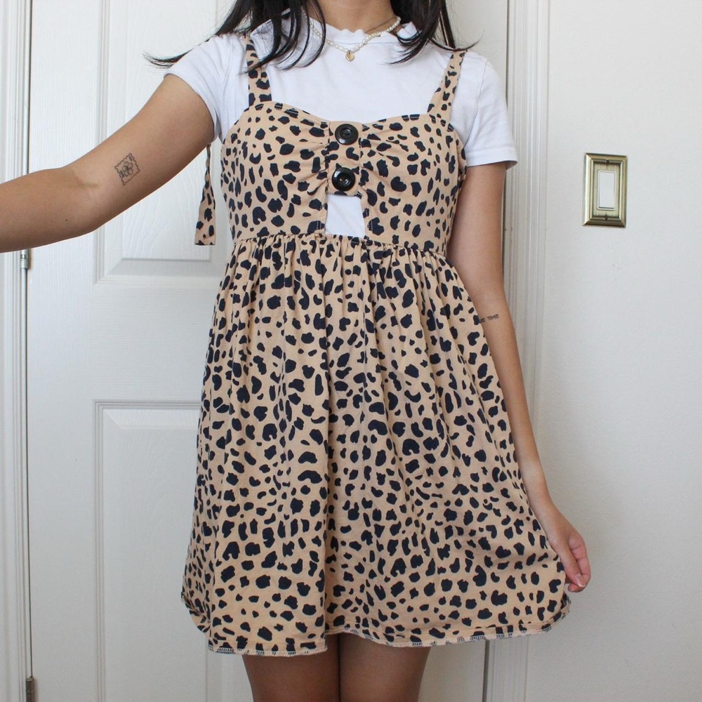 Leopard Print Dress with Button Detail